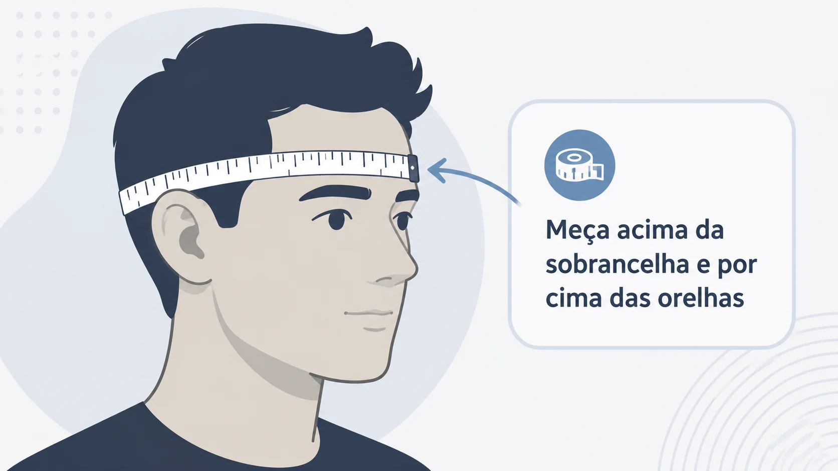 Como medir o tamanho de capacete com fita métrica acima da sobrancelha