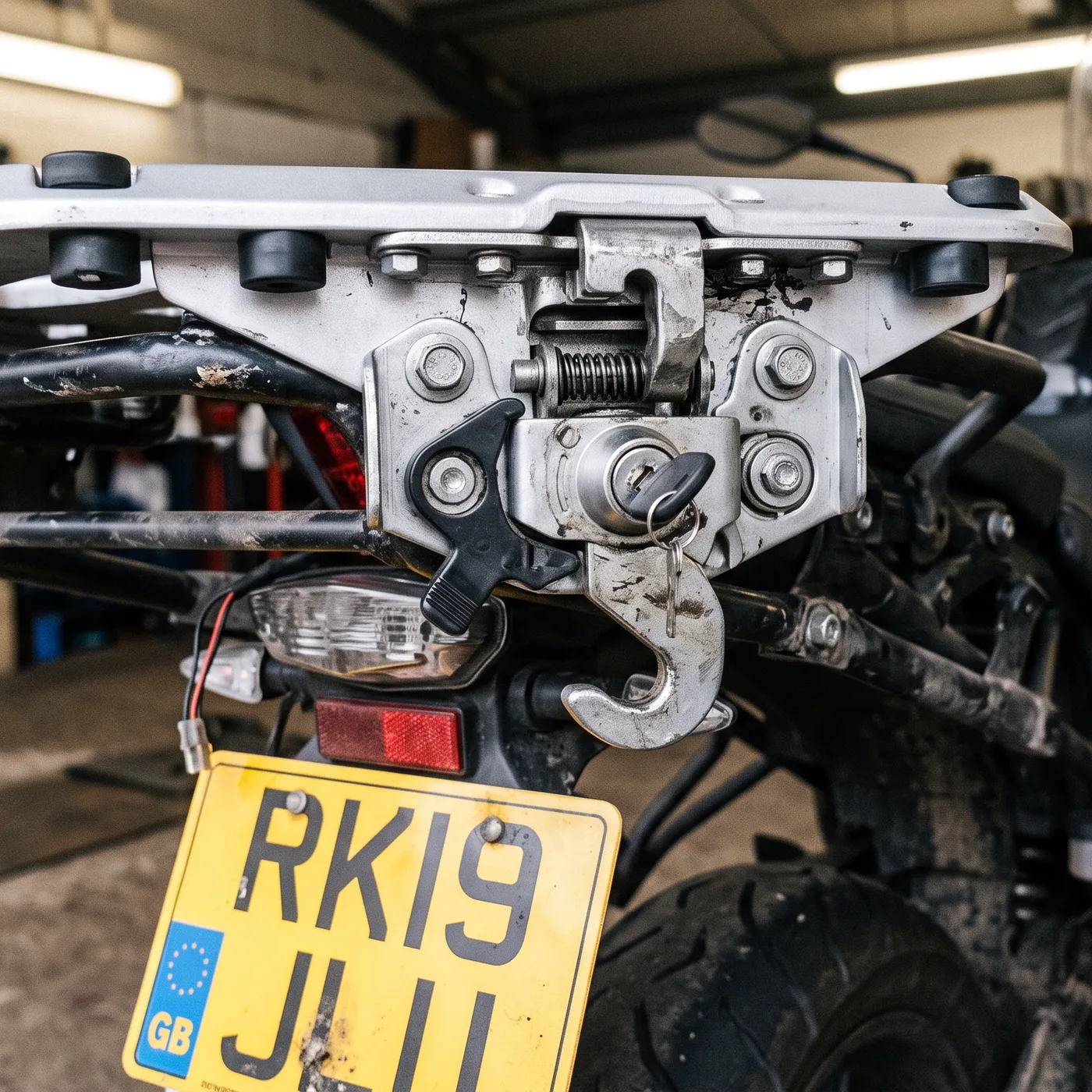 Base de fixacao e suporte de um top case para moto